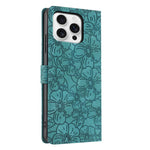 Custodia portafoglio in pelle con fiori di ciliegio per iPhone 15