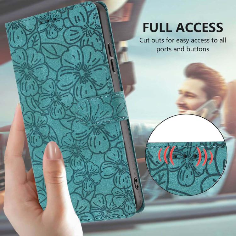 Custodia portafoglio in pelle con fiori di ciliegio per iPhone 15