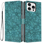 Custodia portafoglio in pelle con fiori di ciliegio per iPhone 14