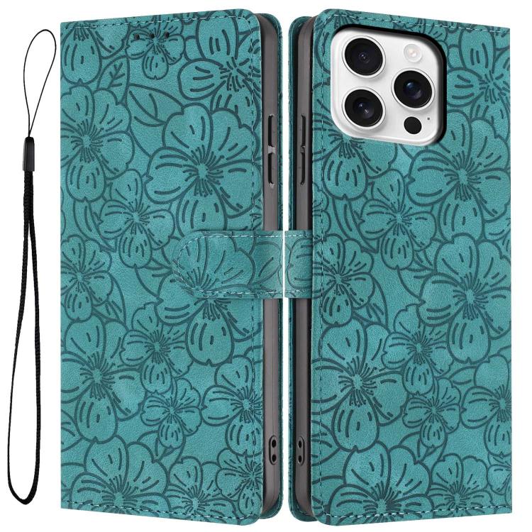 Custodia portafoglio in pelle con fiori di ciliegio per iPhone 14