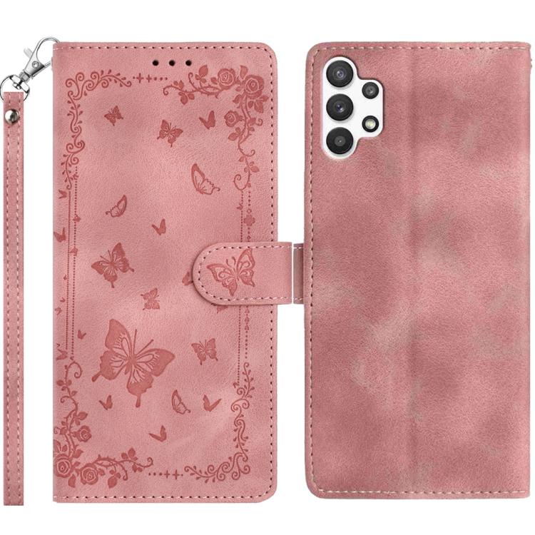 Custodia in pelle con motivo farfalle per Samsung Galaxy A13 4G, A13 5G e A22 5G
