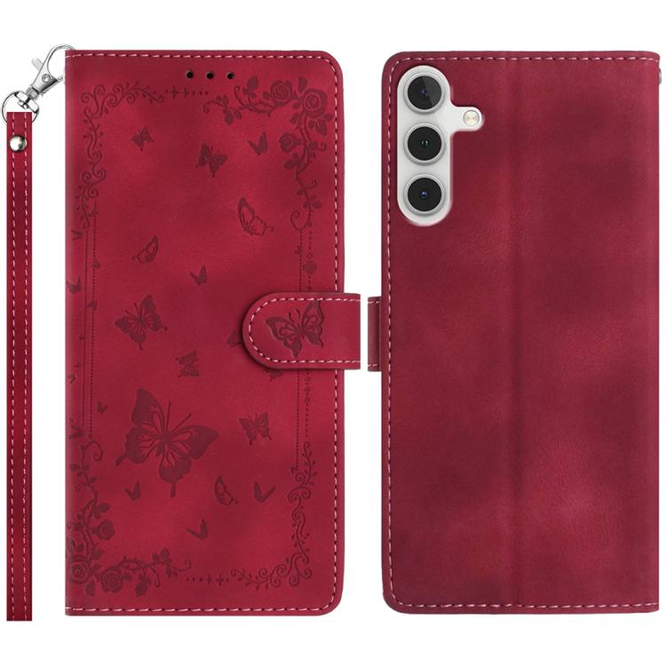 Custodia in pelle con motivo farfalle per Samsung Galaxy A24 4G, A34 5G e A54 5G