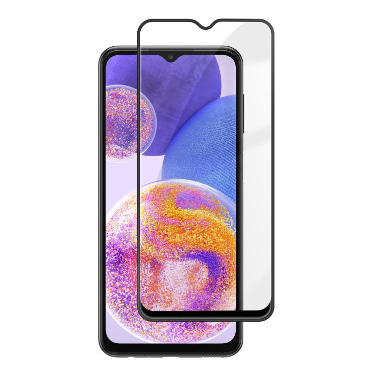 Pellicola vetro temperato HD Kalebol con bordo nero per Galaxy A04 e simili