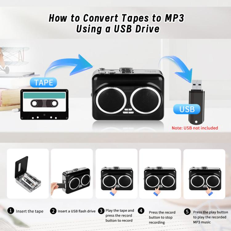 Convertitore cassette MP3 portatile con doppi altoparlanti - immagine 10