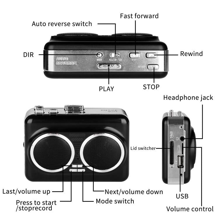 Convertitore cassette MP3 portatile con doppi altoparlanti - immagine 12