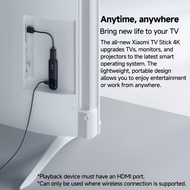 Xiaomi TV Stick originale di seconda generazione con processore Quad Core Cortex-A55, risoluzione 4K Ultra HD, Wi-Fi dual-band 6 e Google TV Stick, versione globale con Google Play., 2GB+8GB