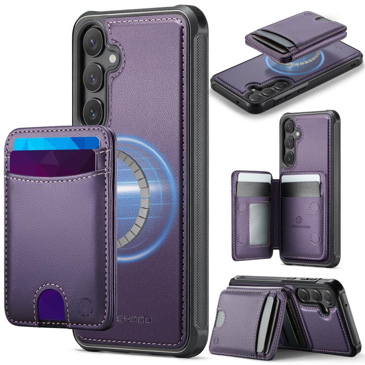 Custodia in pelle JEEHOOD J10 con porta carte e MagSafe per Samsung Galaxy S24