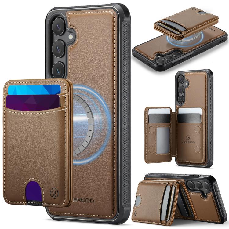 Custodia in pelle JEEHOOD J10 con porta carte e MagSafe per Samsung Galaxy S24