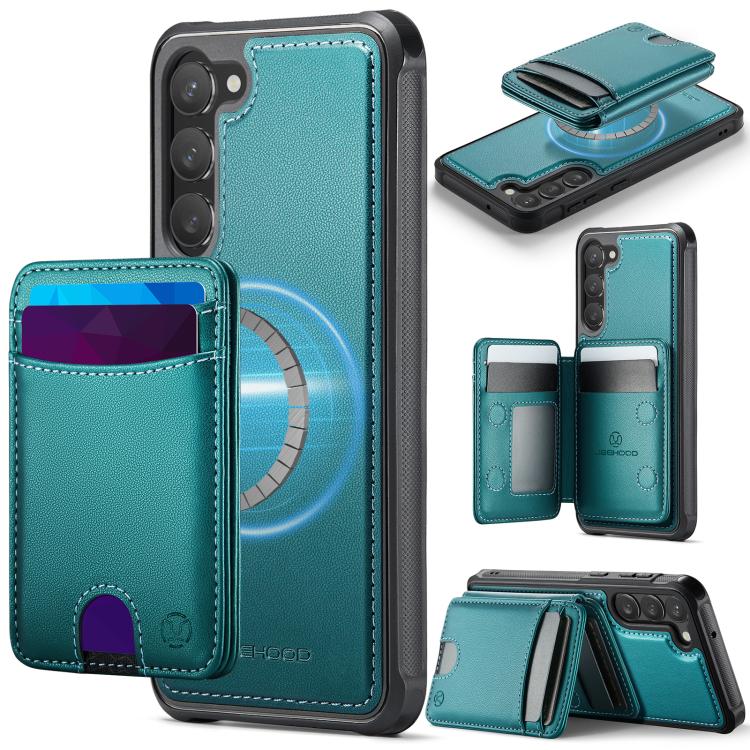 Custodia in pelle JEEHOOD J10 con porta carte e MagSafe per Samsung Galaxy S24
