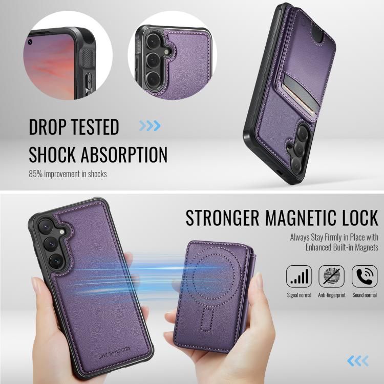 Custodia in pelle JEEHOOD J10 con porta carte e MagSafe per Samsung Galaxy S24