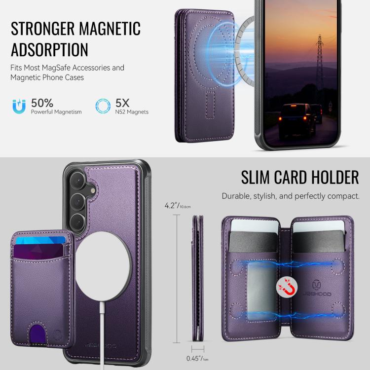Custodia in pelle JEEHOOD J10 con porta carte e MagSafe per Samsung Galaxy S24