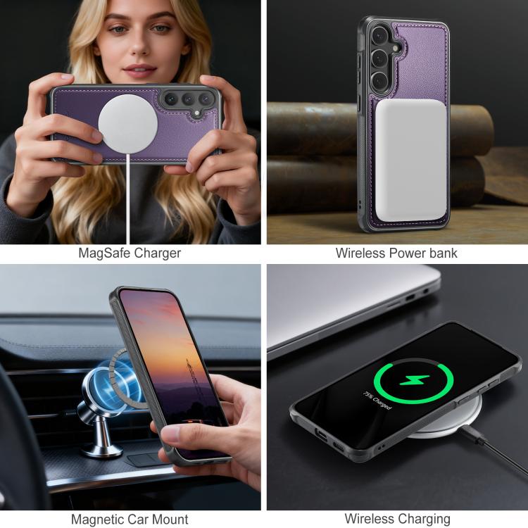Custodia in pelle JEEHOOD J10 con porta carte e MagSafe per Samsung Galaxy S24