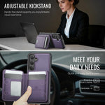 Custodia in pelle JEEHOOD J10 con porta carte e MagSafe per Samsung Galaxy S24