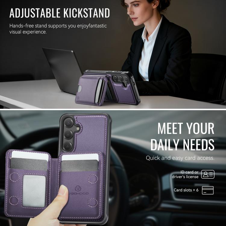 Custodia in pelle JEEHOOD J10 con porta carte e MagSafe per Samsung Galaxy S24