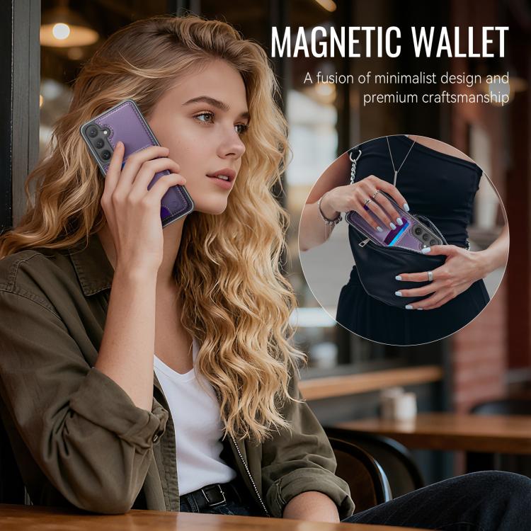 Custodia in pelle JEEHOOD J10 con porta carte e MagSafe per Samsung Galaxy S24