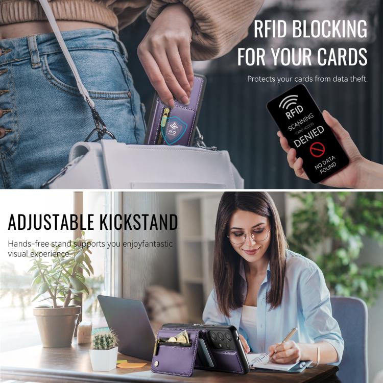 Custodia con cerniera, protezione RFID e porta carte per Samsung Galaxy A53 5G