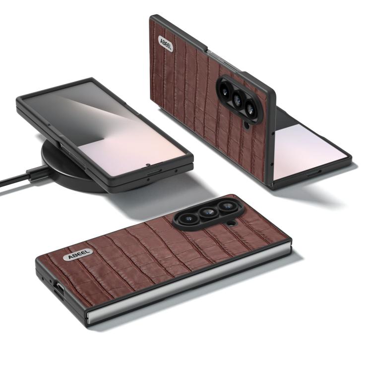 Custodia in vera pelle effetto coccodrillo per Galaxy Z Fold8 Ultra 5G e Samsung