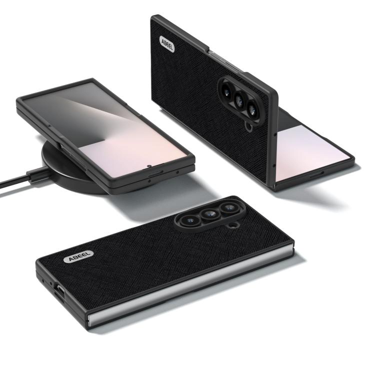 Custodia in vera pelle con texture a croce per Galaxy Z Fold8 Ultra 5G e Samsung