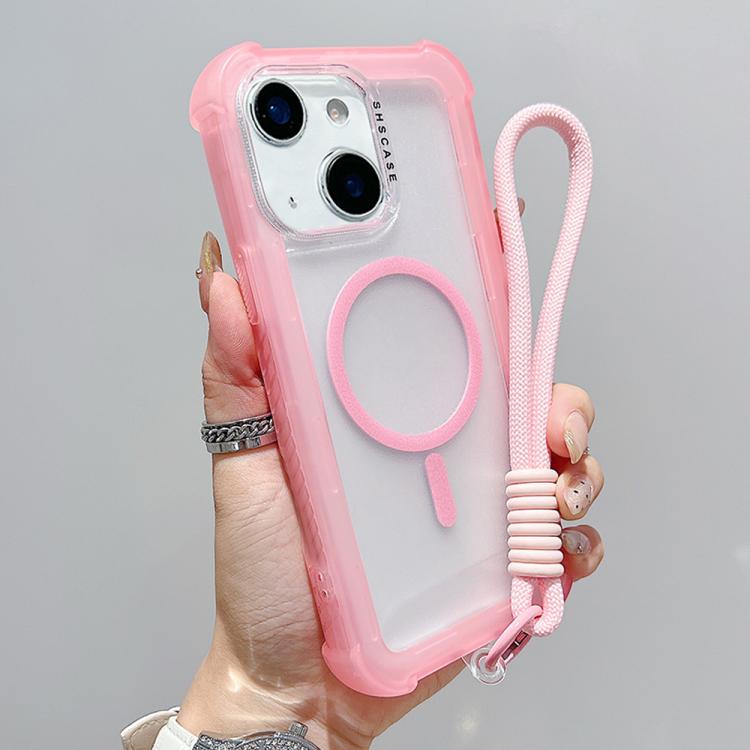 Custodia ibrida 3 in 1 MagSafe in TPU opaco trasparente con cinturino da polso., For iPhone 15 Pro Max, For iPhone 15 Pro, For iPhone 15 Plus, For iPhone 15