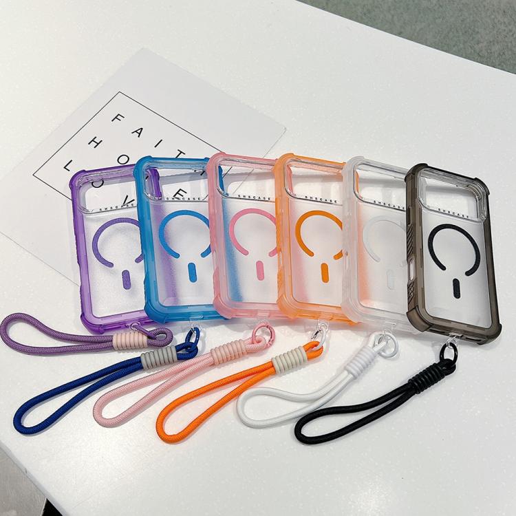 Custodia ibrida 3 in 1 MagSafe in TPU opaco trasparente con cinturino da polso., For iPhone 15 Pro Max, For iPhone 15 Pro, For iPhone 15 Plus, For iPhone 15
