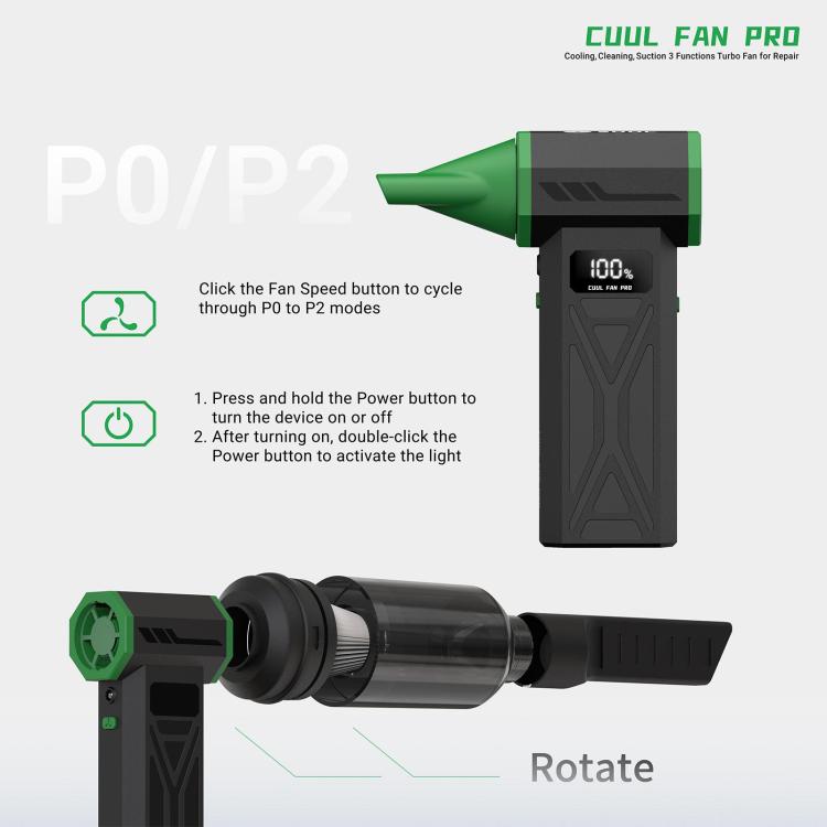 2UUL DA970 Cuul Fan Pro Set di ventole turbo 3 in 1 per raffreddamento, pulizia e aspirazione, 2UUL DA970