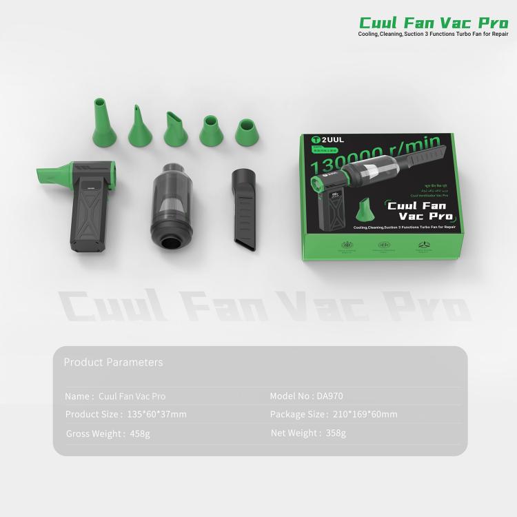 2UUL DA970 Cuul Fan Pro Set di ventole turbo 3 in 1 per raffreddamento, pulizia e aspirazione, 2UUL DA970