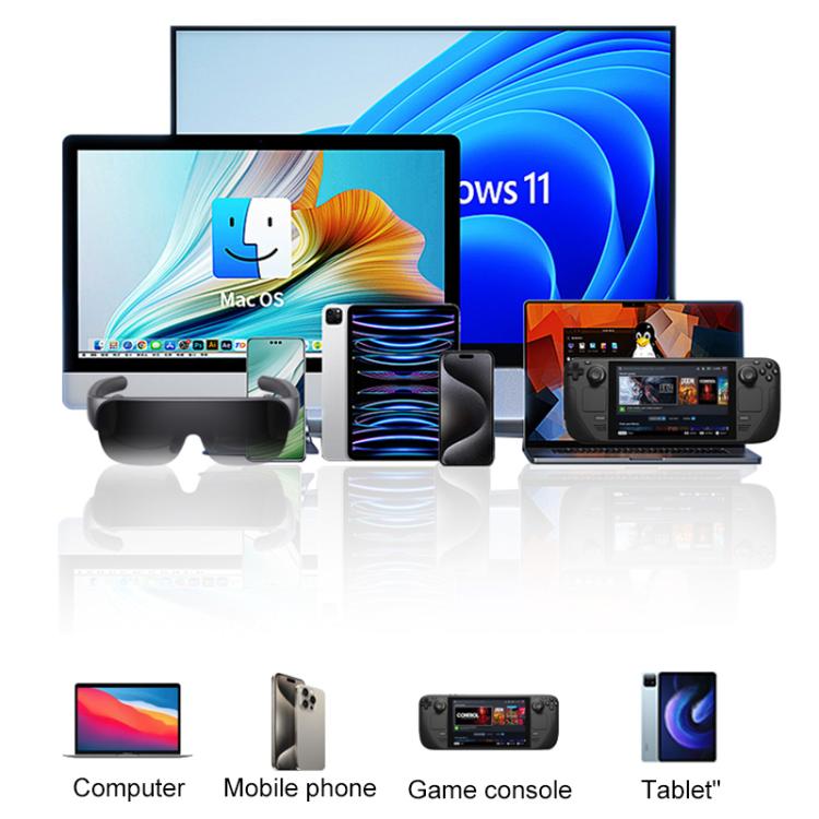 Adattatore convertitore di ricarica per occhiali AR V77G 4K 60Hz da USB-C / Type-C a doppio Type-C, PD 100W, USB 3.0