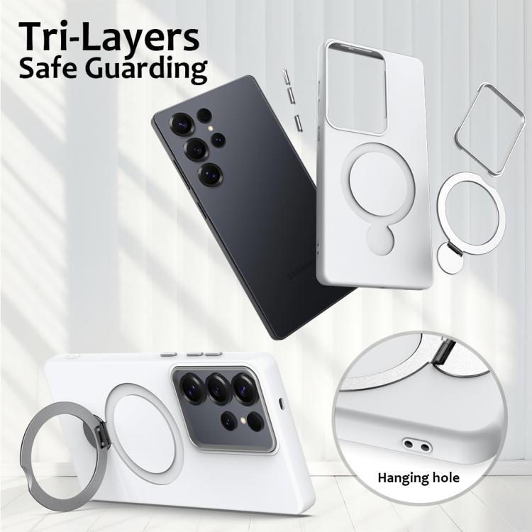 Custodia ibrida TPU e PC con anello girevole per Samsung Galaxy S25 Ultra, S24