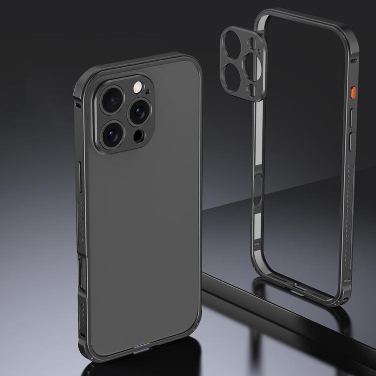 Custodia Armor con telaio in metallo antiscivolo su entrambi i lati e copriobiettivo., For iPhone 16 Pro, For iPhone 16