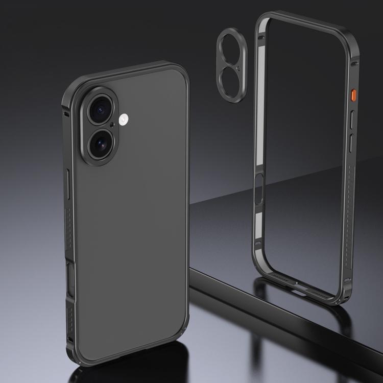Custodia Armor con telaio in metallo antiscivolo su entrambi i lati e copriobiettivo., For iPhone 16 Pro, For iPhone 16