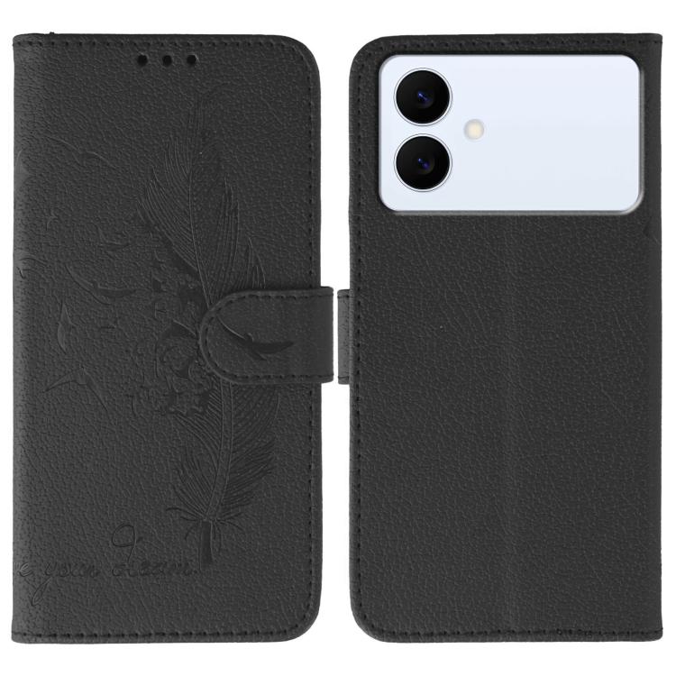 Custodia in pelle con motivo a piume per Samsung Galaxy S26 Edge 5G