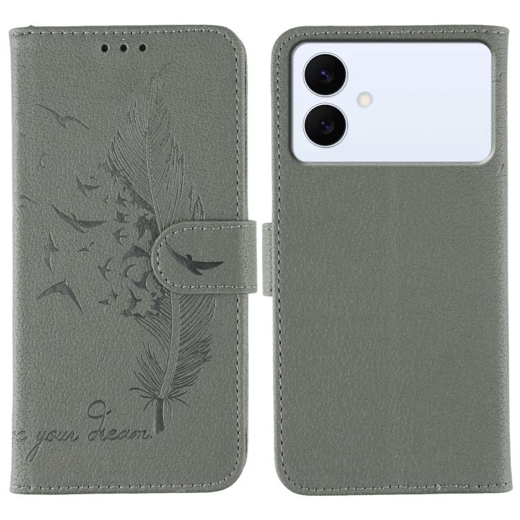 Custodia in pelle con motivo a piume per Samsung Galaxy S26 Edge 5G