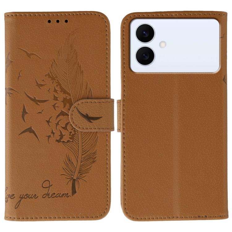 Custodia in pelle con motivo a piume per Samsung Galaxy S26 Edge 5G