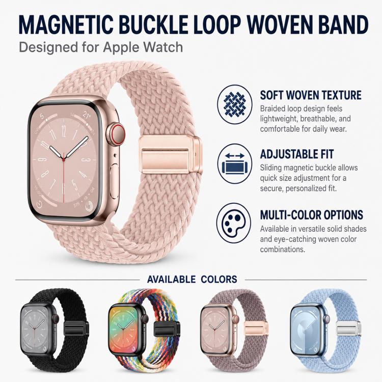 Confezione da 5 cinturini intrecciati con fibbia magnetica per Apple Watch
