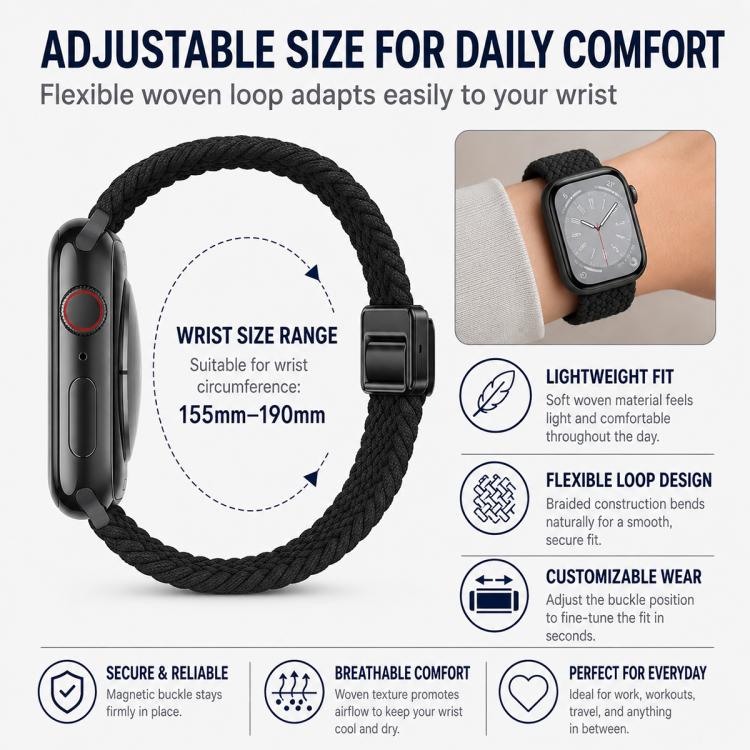 Confezione da 5 cinturini intrecciati con fibbia magnetica per Apple Watch