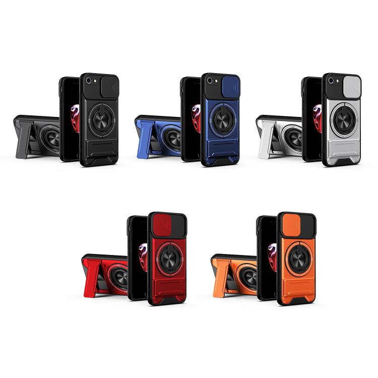 Custodia per telefono multifunzionale magnetica antiurto con finestra scorrevole per obiettivo., For iPhone 7 Plus, For iPhone 7