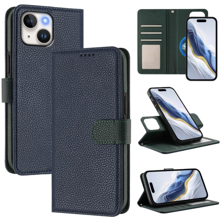Custodia per telefono in ecopelle vegana con texture litchi rimovibile e chiusura magnetica laterale., For iPhone 14 Plus, For iPhone 14, For iPhone 14 Pro, For iPhone 14 Pro Max