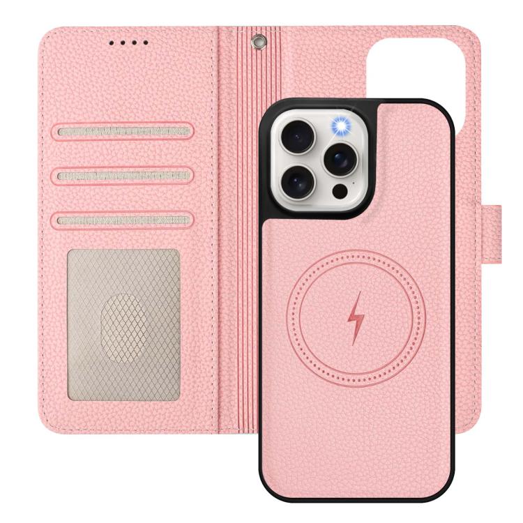 Custodia per telefono in ecopelle vegana con texture litchi rimovibile e chiusura magnetica laterale., For iPhone 13 Pro Max, For iPhone 13 Pro, For iPhone 13, For iPhone 12 / 12 Pro