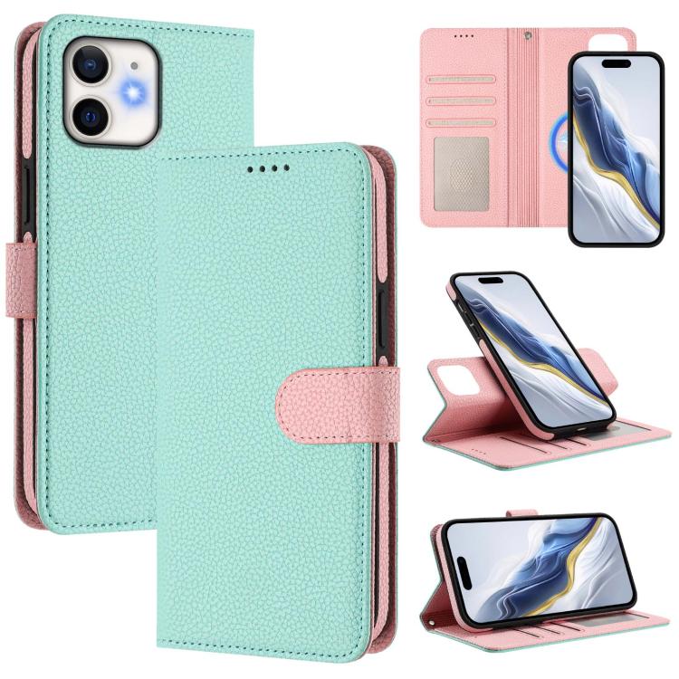 Custodia per telefono in ecopelle vegana con texture litchi rimovibile e chiusura magnetica laterale., For iPhone 13 Pro Max, For iPhone 13 Pro, For iPhone 13, For iPhone 12 / 12 Pro