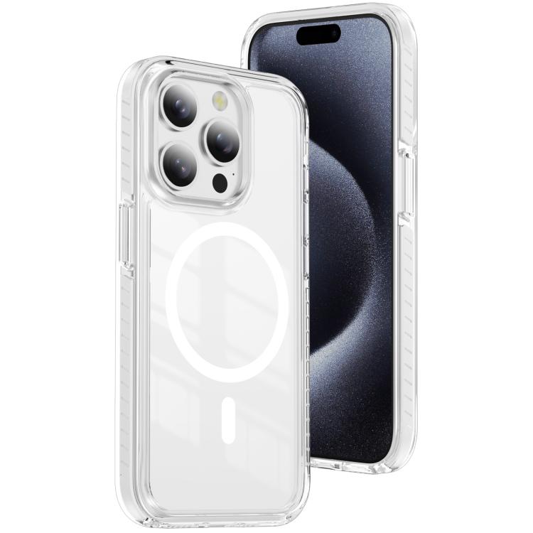 Custodia per telefono Crystal Shield trasparente magnetica ibrida in acrilico e TPU, For iPhone 16, For iPhone 15 Pro Max, For iPhone 15 Pro