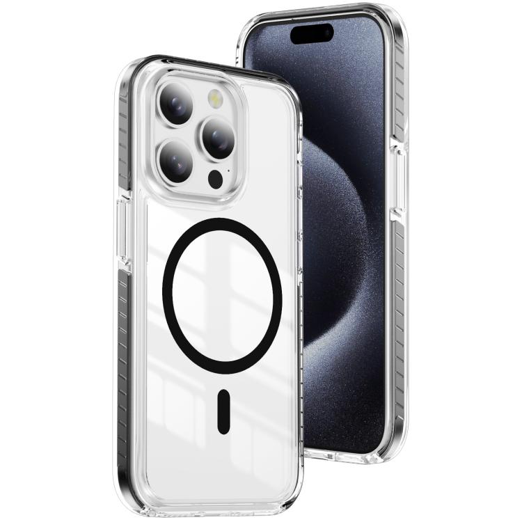 Custodia per telefono Crystal Shield trasparente magnetica ibrida in acrilico e TPU, For iPhone 16, For iPhone 15 Pro Max, For iPhone 15 Pro
