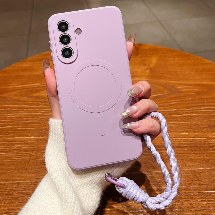 Custodia magnetica in silicone liquido per Samsung Galaxy A05s con cordino