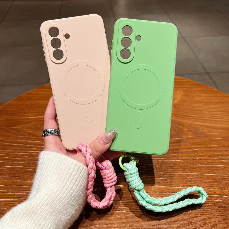 Custodia magnetica in silicone liquido per Samsung Galaxy A05s con cordino
