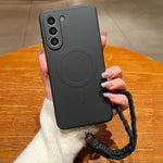 Custodia magnetica in silicone liquido con cordino per Samsung Galaxy S22+ e S22