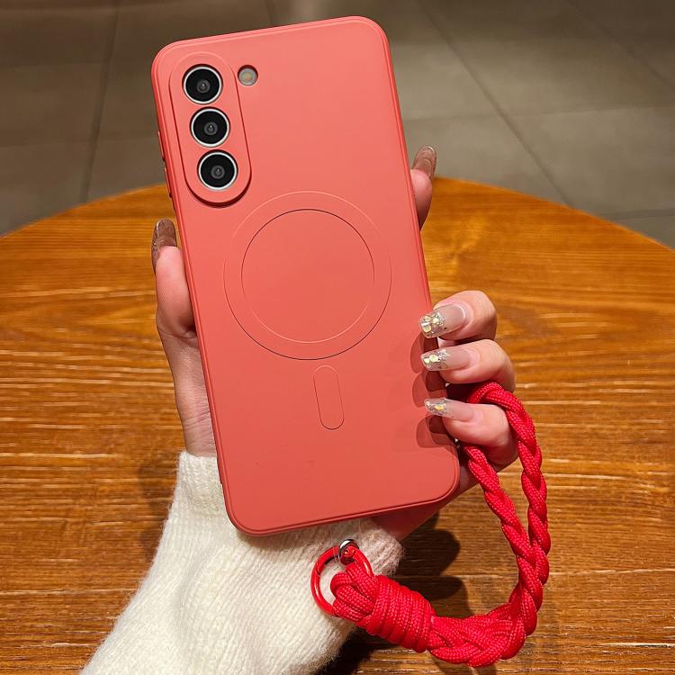 Custodia magnetica in silicone liquido con cordino per Samsung Galaxy S22+ e S22