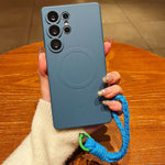Custodia magnetica in silicone liquido con cordino per Samsung Galaxy S25 Ultra