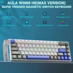 Tastiera cablata AULA WIN68HE MAX versione 68 tasti RGB, WIN68HE Grey+White+Blue Wing Chun Magnetic Axis