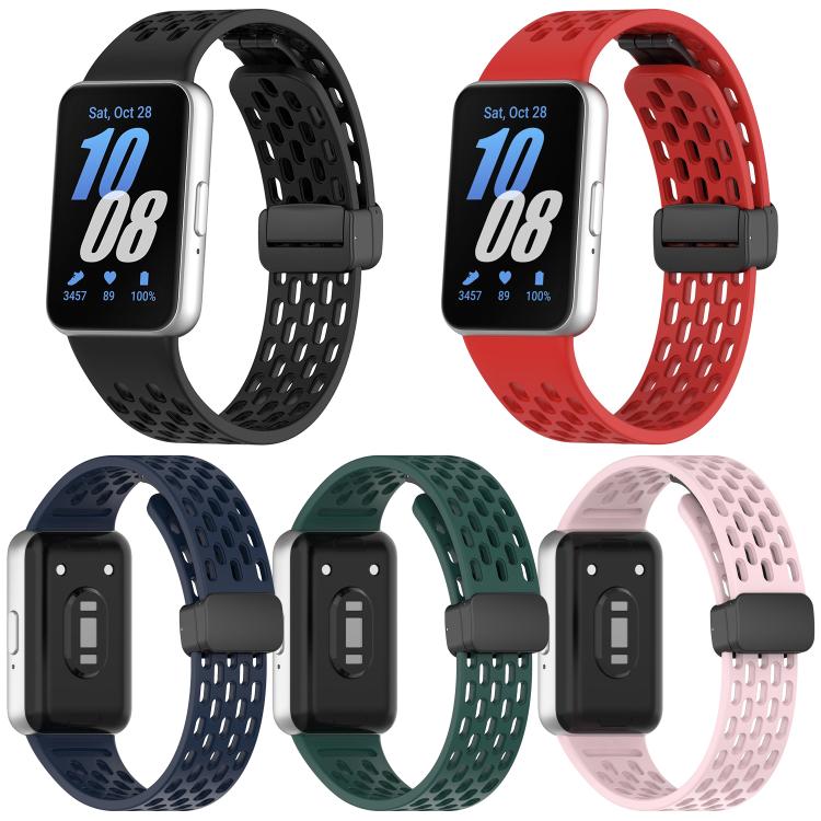 Confezione da 5 cinturini per orologio in silicone nero con fibbia magnetica stile foro xDfind, For Samsung Galaxy Fit3