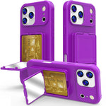 Custodia per telefono con specchietto nascosto in TPU effetto pelle e supporto, For iPhone 17 Pro Max, For iPhone 17 Pro, For iPhone 17, For iPhone Air