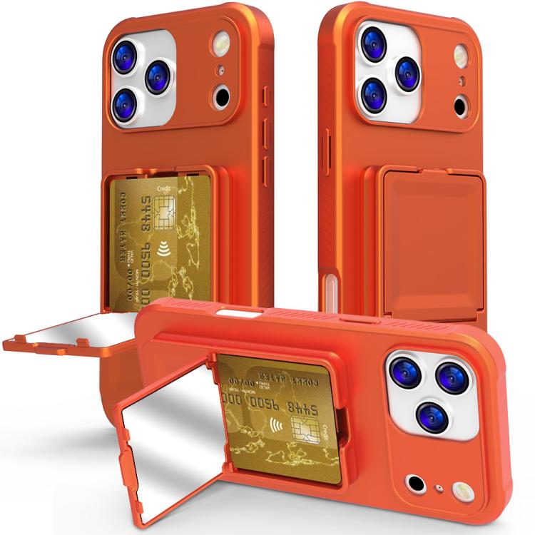 Custodia per telefono con specchietto nascosto in TPU effetto pelle e supporto, For iPhone 17 Pro Max, For iPhone 17 Pro, For iPhone 17, For iPhone Air